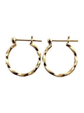 14 Karat Yellow Gold Twisted Hoop Earrings #19154
